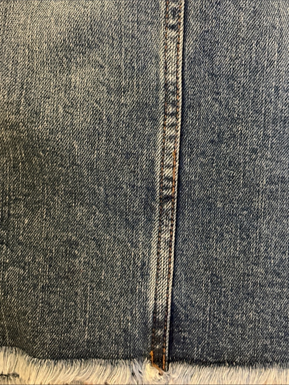 LOFT Medium Blue Denim Skirt with Frayed Hem - Picture 5 of 14
